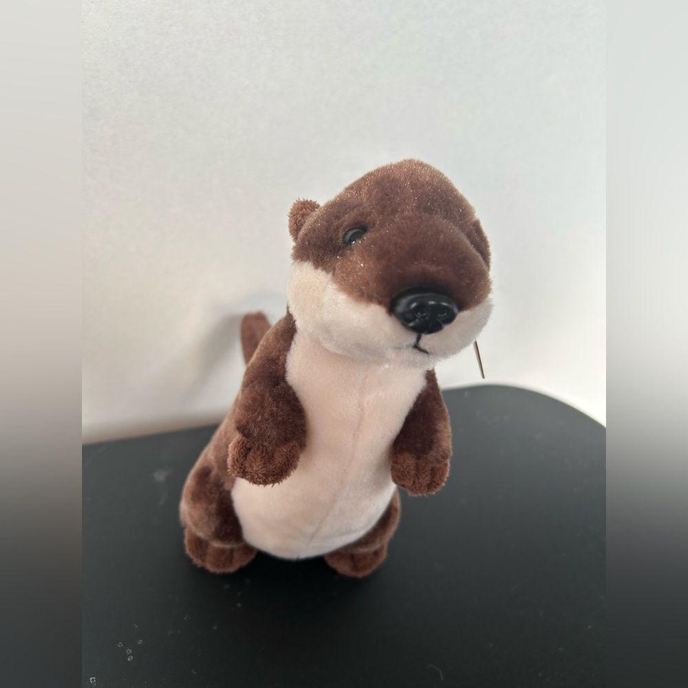 Adorable Brown and Cream Stuffed River Otter Toy